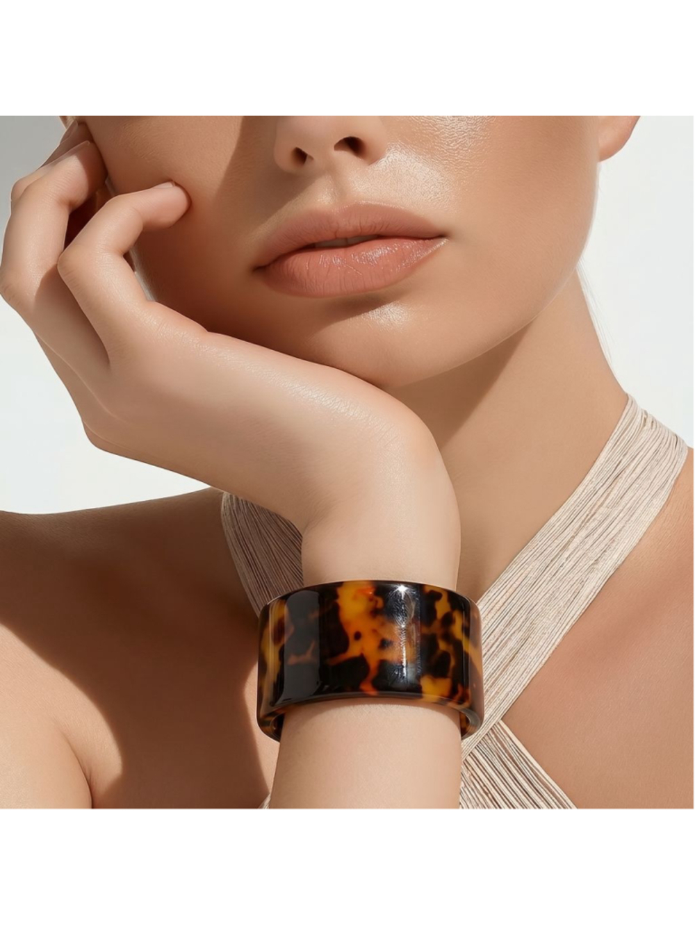 Vintage Acrylic Tortoiseshell Cuff Bracelet One Size Brown Black Wide Bracelet